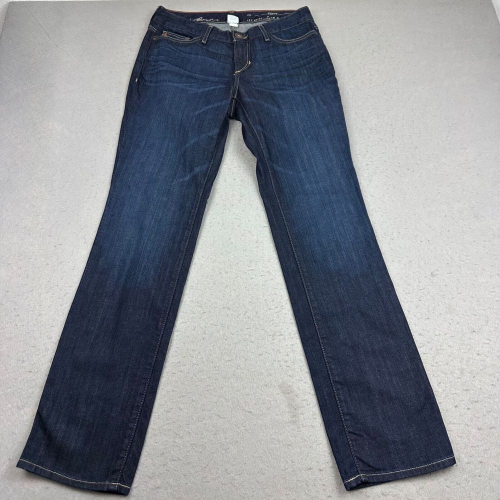 Eddie Bauer Jeans Women's 4 Curvy Slim Straight Leg‎ Dark Raw Wash